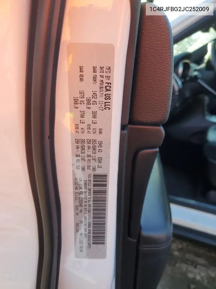 1C4RJFBG2JC252009 2018 Jeep Grand Cherokee Limited