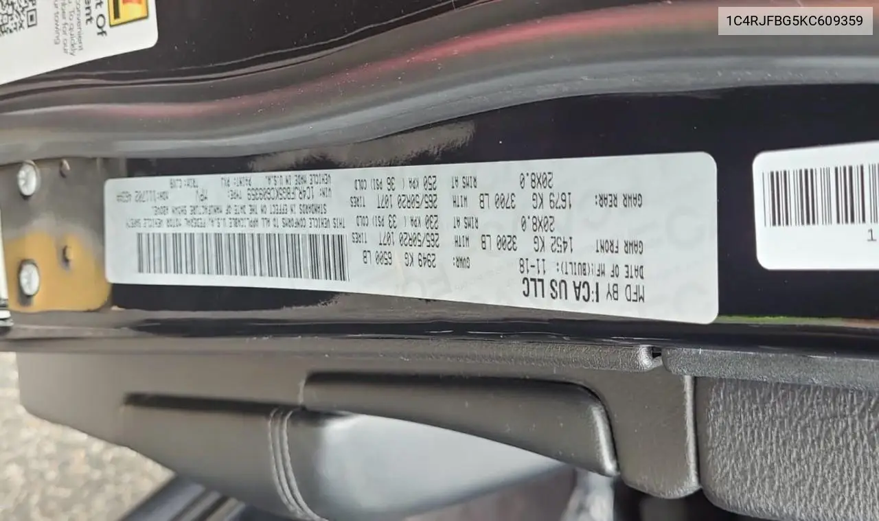 1C4RJFBG5KC609359 2019 Jeep Grand Cherokee Limited