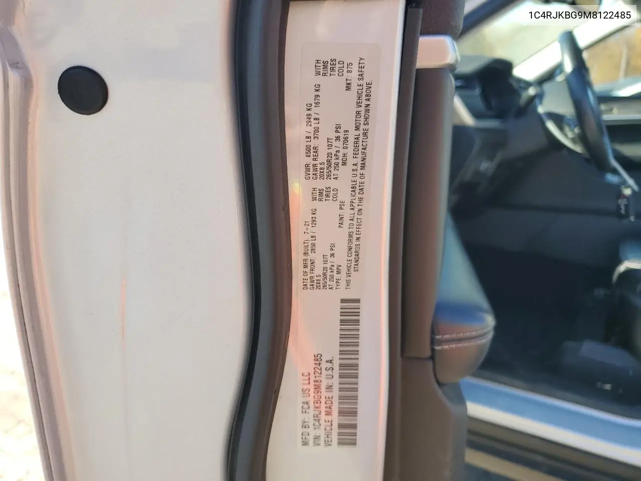 1C4RJKBG9M8122485 2021 Jeep Grand Cherokee L Limited