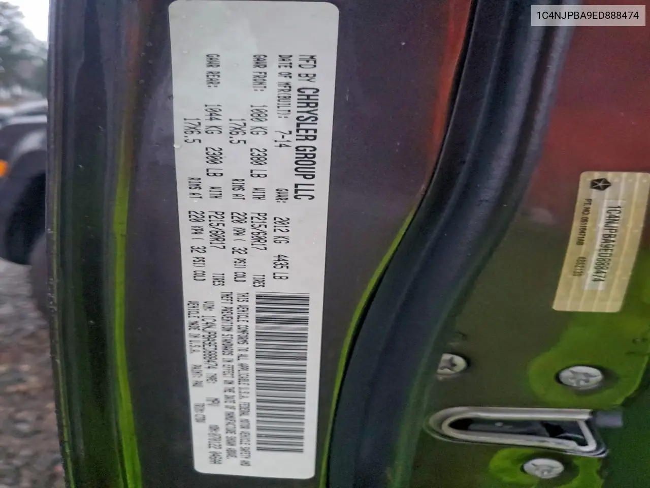 1C4NJPBA9ED888474 2014 Jeep Patriot Sport