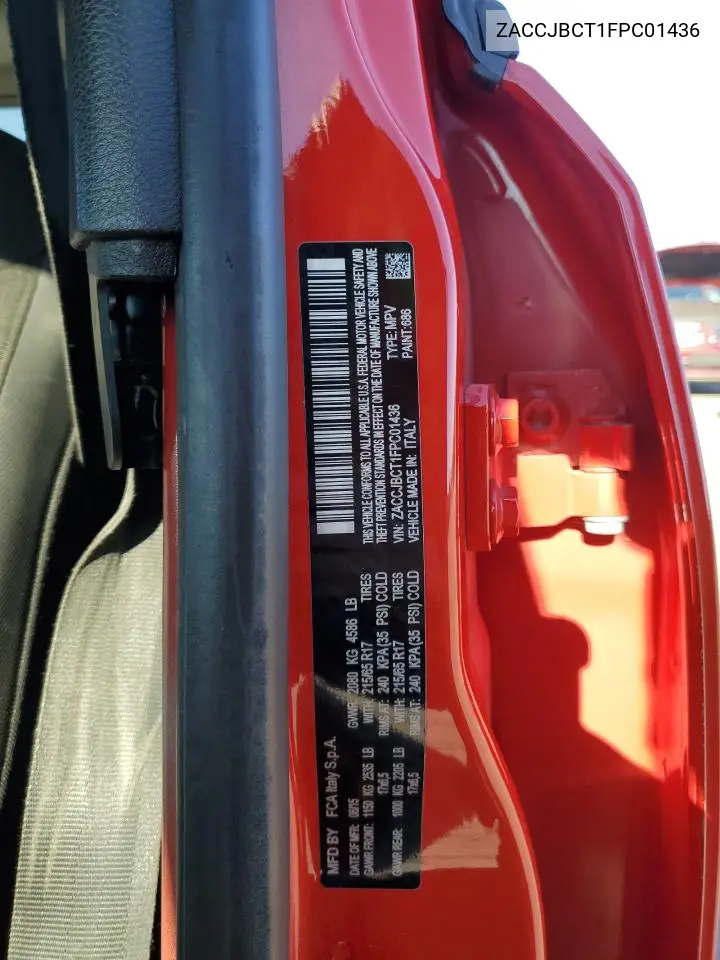 ZACCJBCT1FPC01436 2015 Jeep Renegade Trailhawk