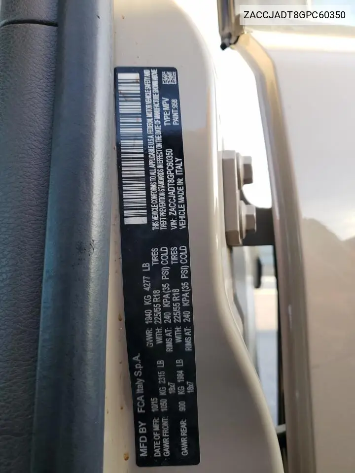 ZACCJADT8GPC60350 2016 Jeep Renegade Limited