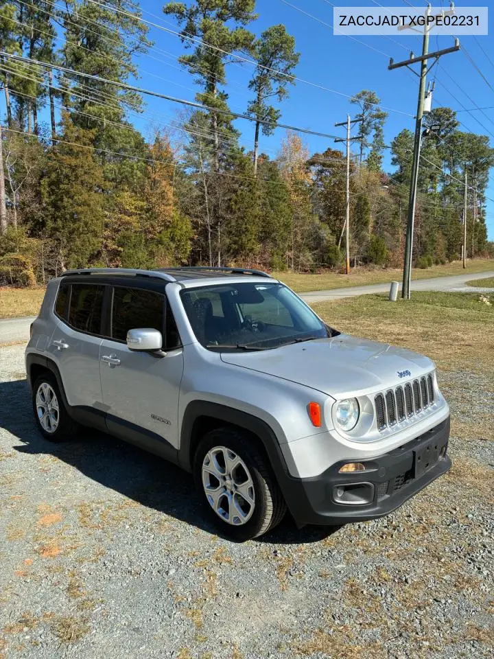 ZACCJADTXGPE02231 2016 Jeep Renegade Limited