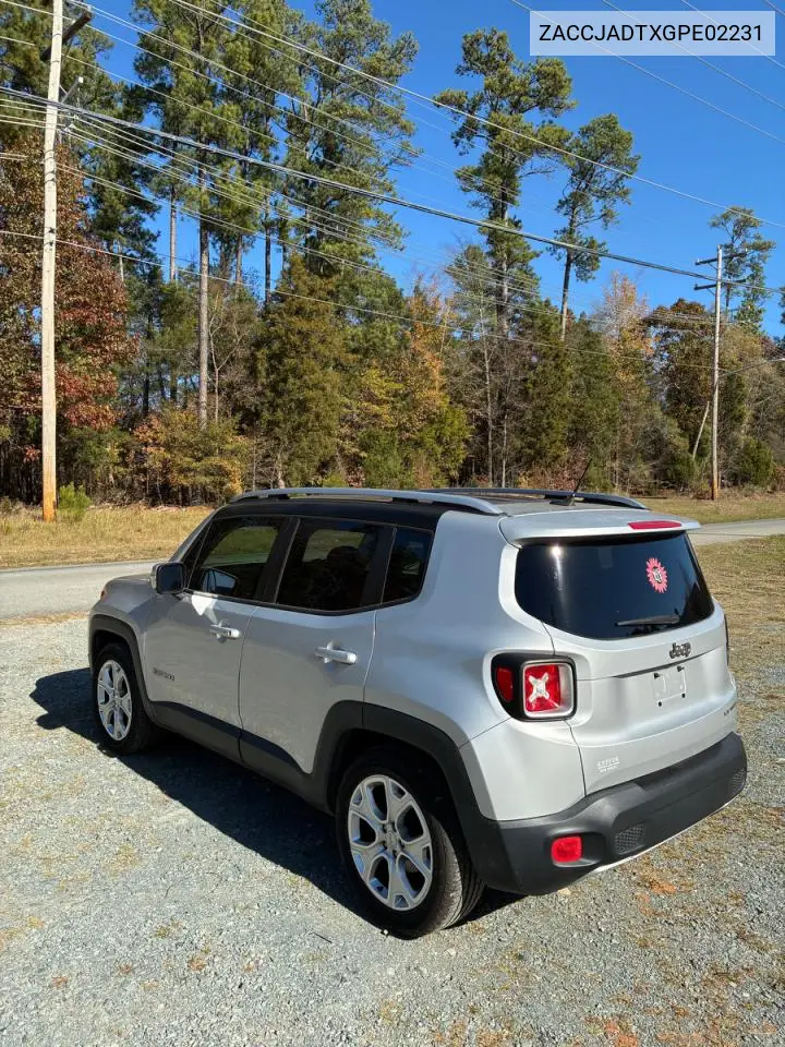 ZACCJADTXGPE02231 2016 Jeep Renegade Limited