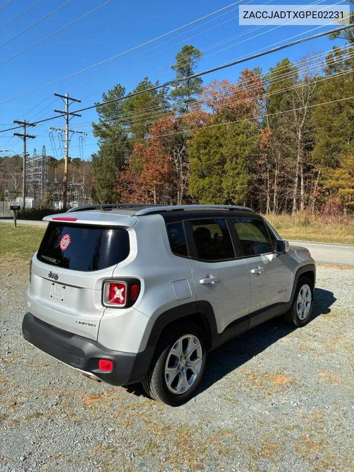 ZACCJADTXGPE02231 2016 Jeep Renegade Limited