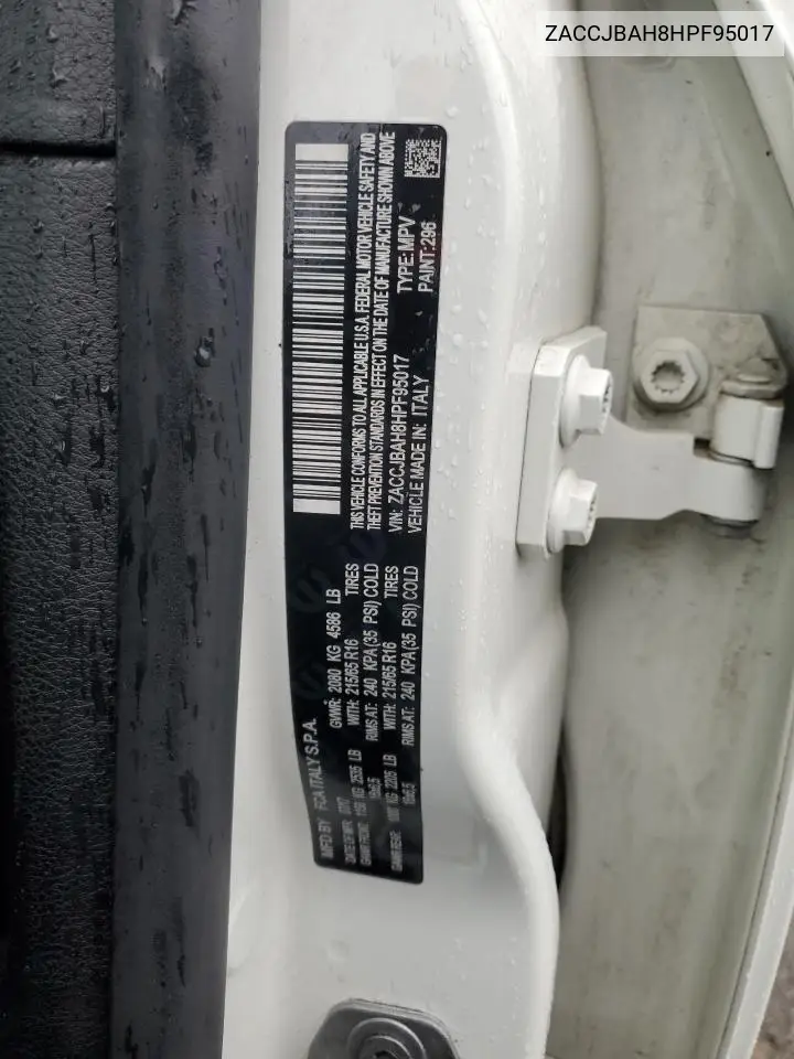 ZACCJBAH8HPF95017 2017 Jeep Renegade Sport