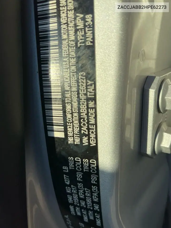 ZACCJABB2HPE62273 2017 Jeep Renegade Latitude