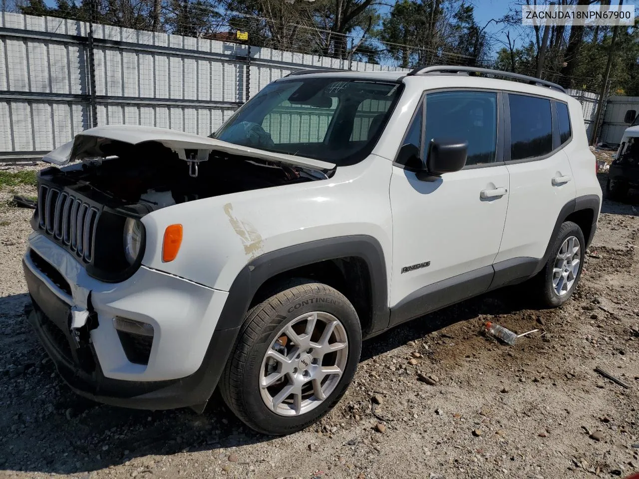 2022 Jeep Renegade Sport VIN: ZACNJDA18NPN67900 Lot: 44807314