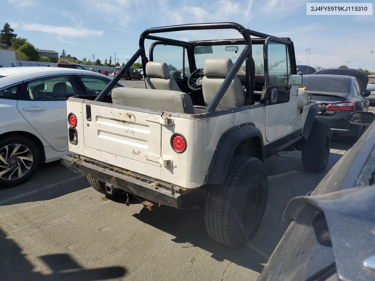 1989 Jeep Wrangler / Yj Laredo VIN: 2J4FY59T9KJ115310 Lot: 60177314