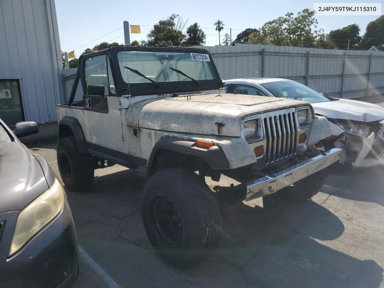 1989 Jeep Wrangler / Yj Laredo VIN: 2J4FY59T9KJ115310 Lot: 60177314