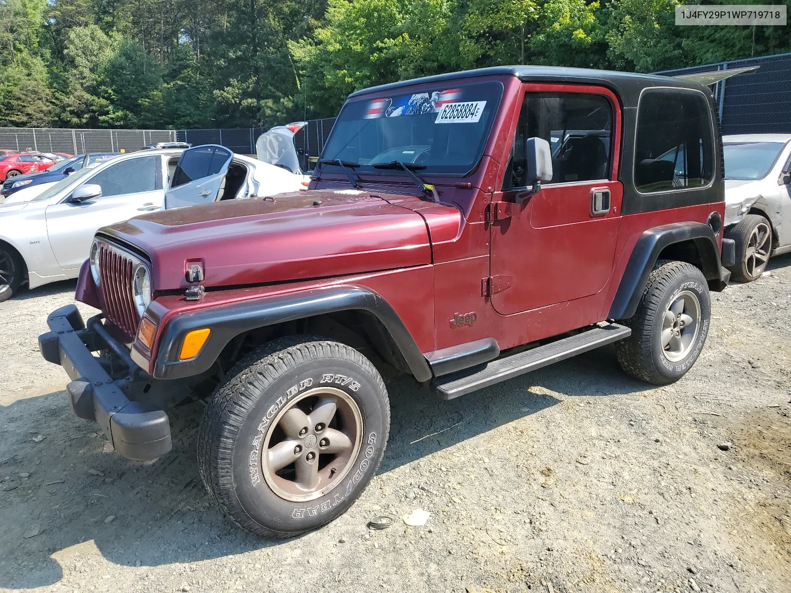 1998 Jeep Wrangler / Tj Se VIN: 1J4FY29P1WP719718 Lot: 62858884