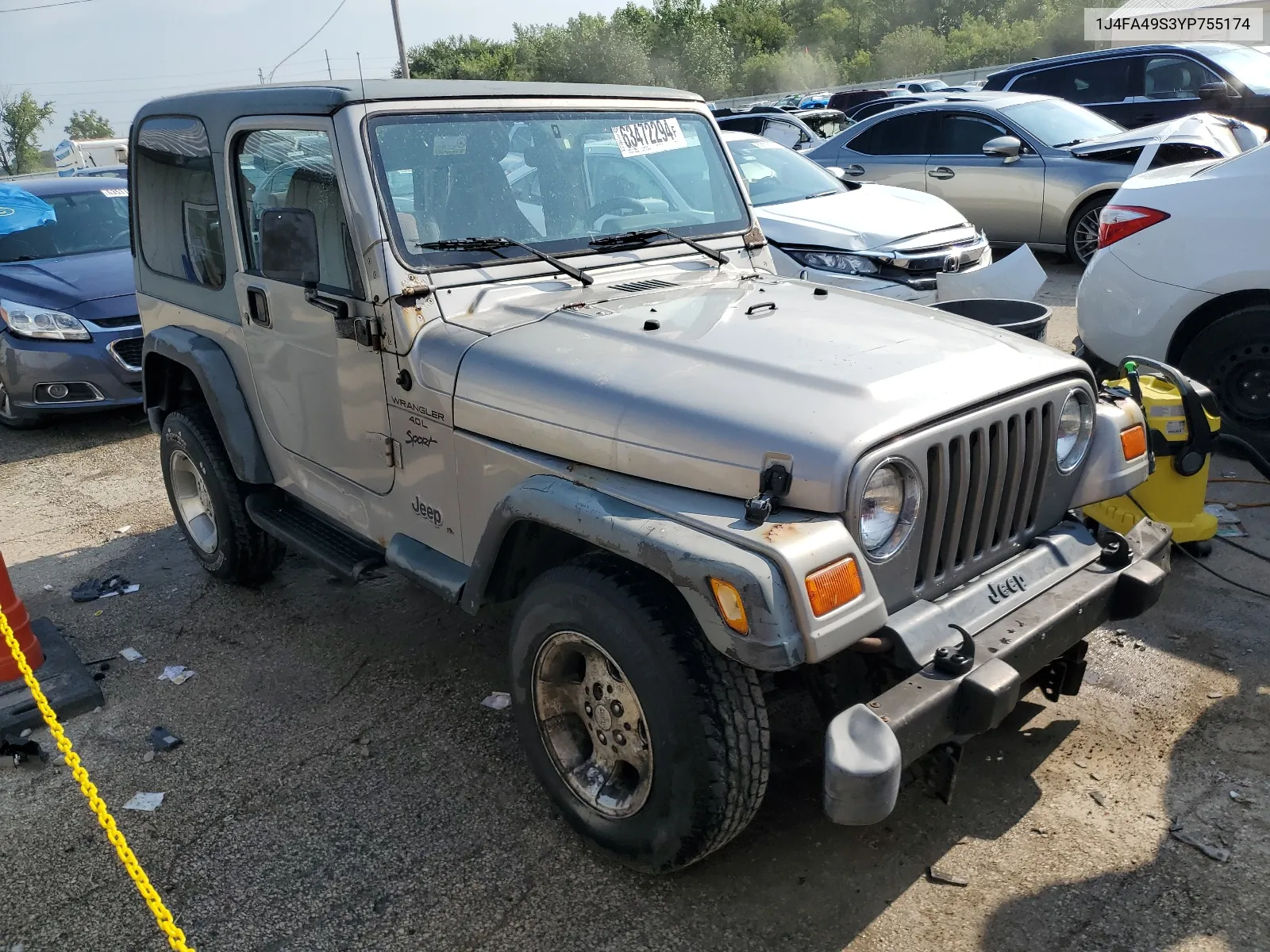 2000 Jeep Wrangler / Tj Sport VIN: 1J4FA49S3YP755174 Lot: 63472294