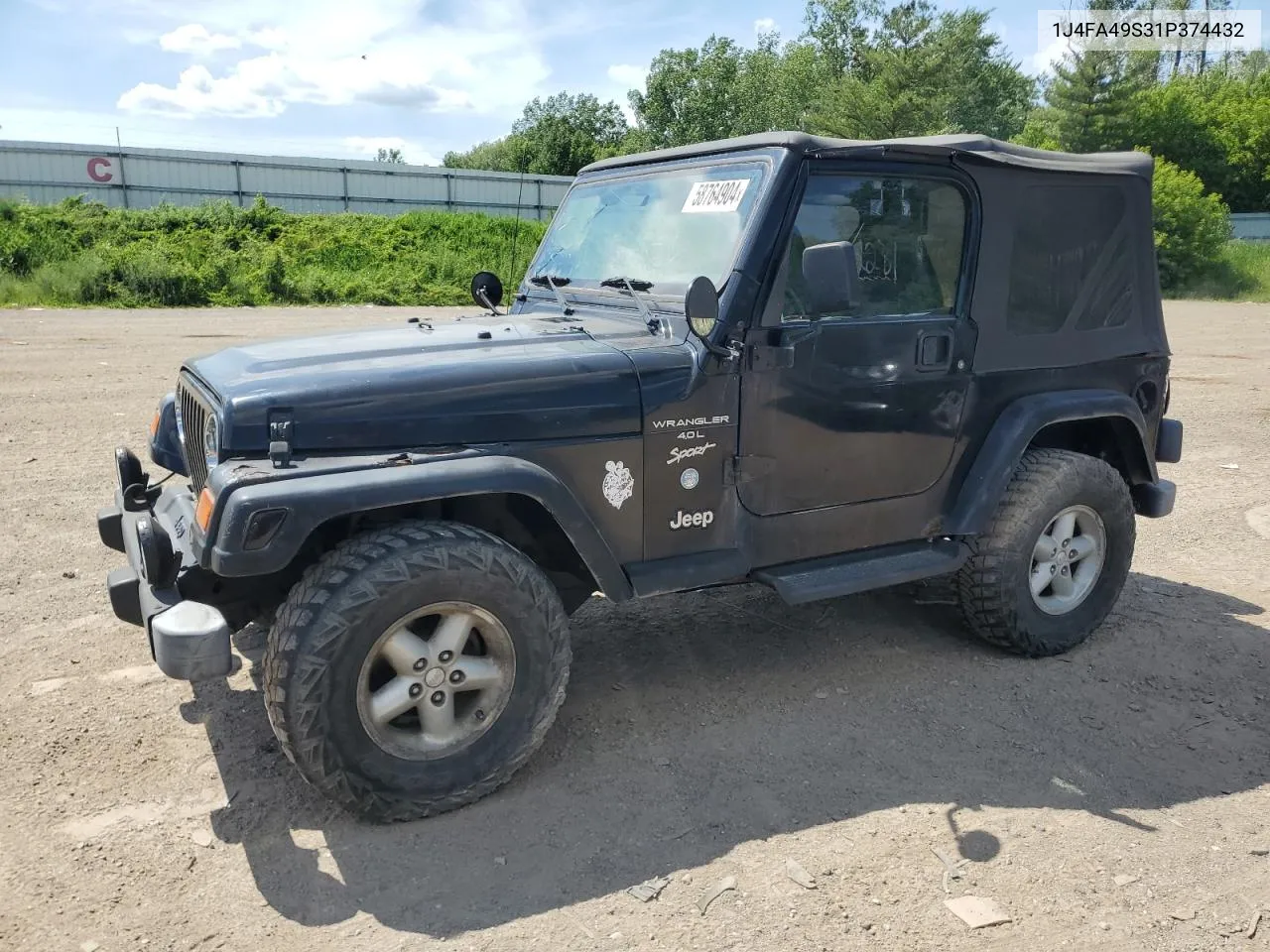 2001 Jeep Wrangler / Tj Sport VIN: 1J4FA49S31P374432 Lot: 58764904