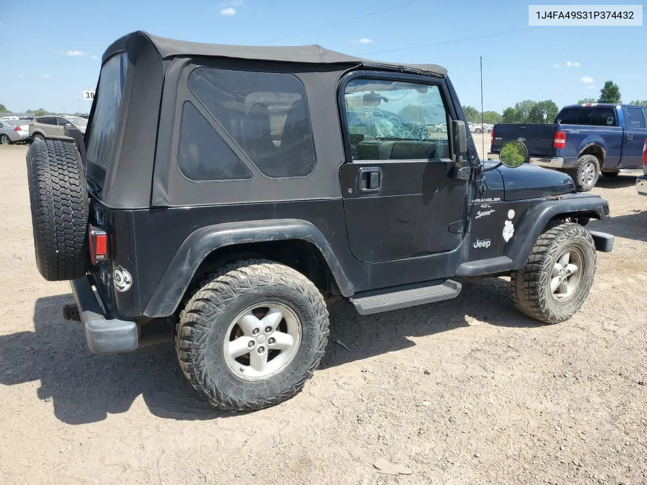 2001 Jeep Wrangler / Tj Sport VIN: 1J4FA49S31P374432 Lot: 58764904