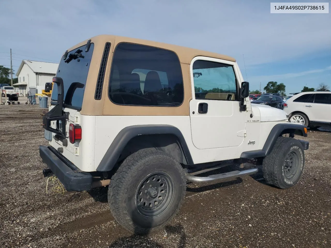 2002 Jeep Wrangler / Tj Sport VIN: 1J4FA49S02P738615 Lot: 61039584