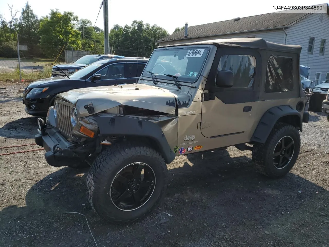 2003 Jeep Wrangler / Tj Sport VIN: 1J4FA49S03P344890 Lot: 62398984