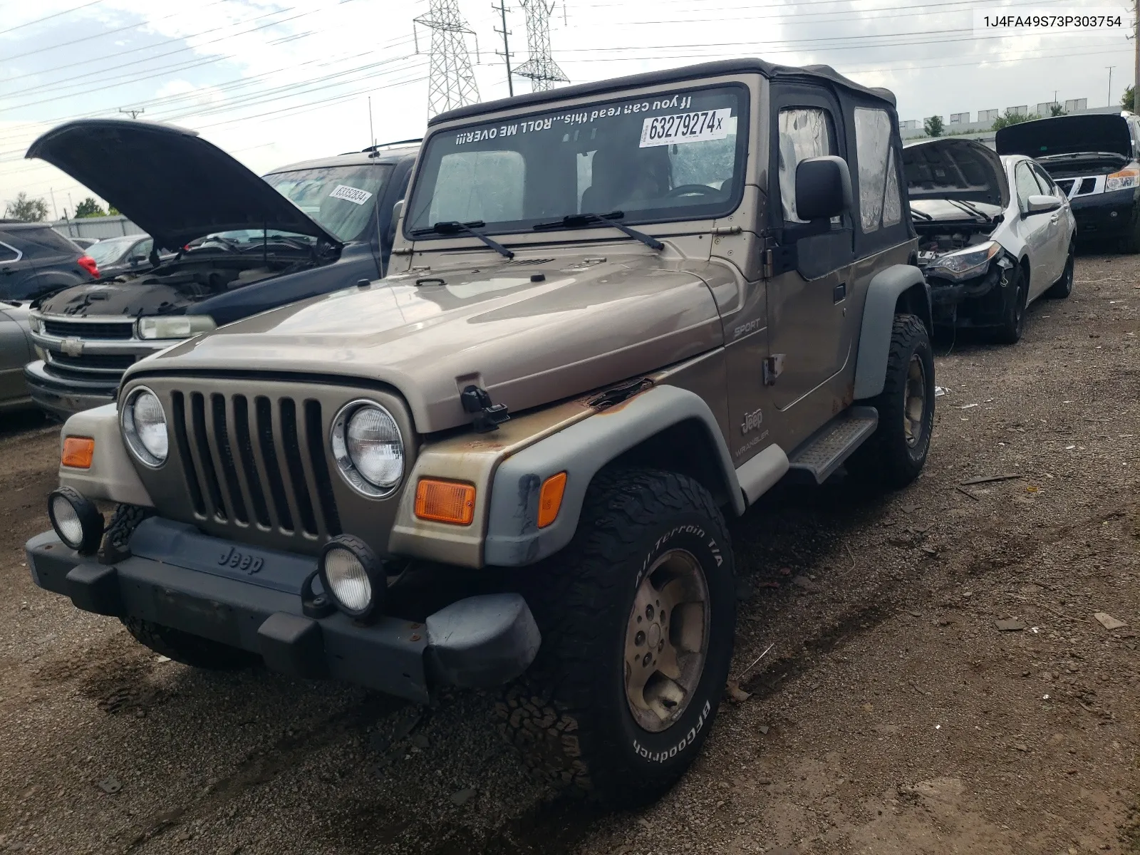 2003 Jeep Wrangler / Tj Sport VIN: 1J4FA49S73P303754 Lot: 63279274