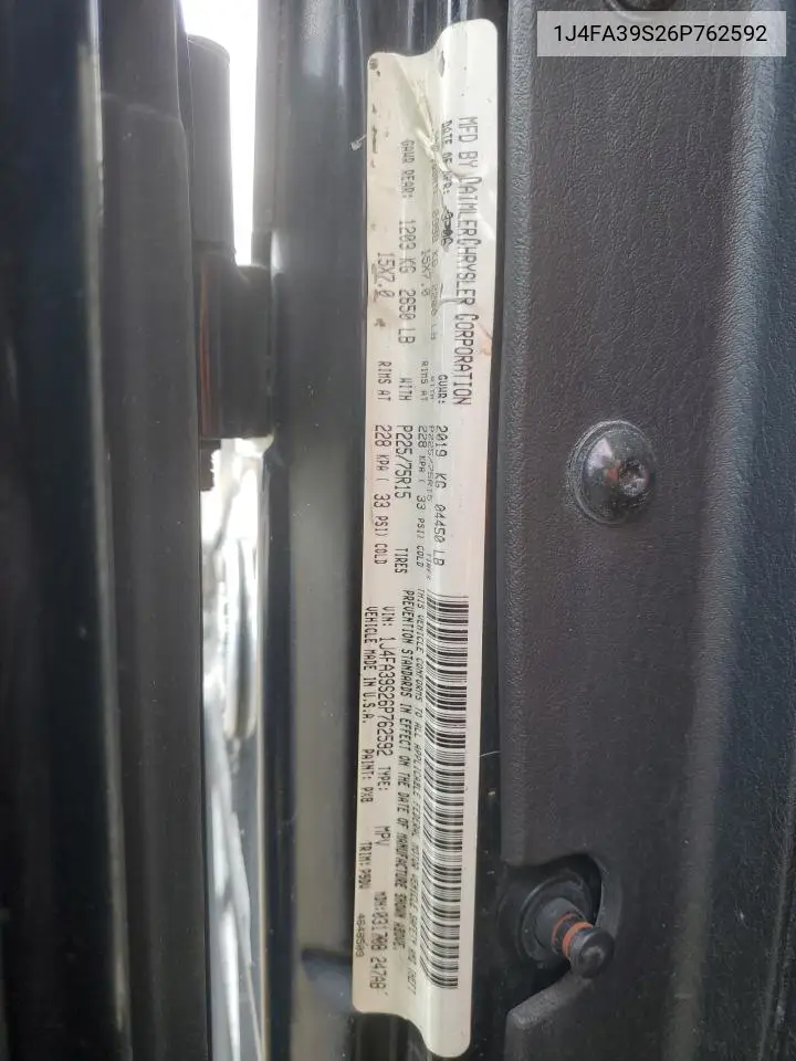 1J4FA39S26P762592 2006 Jeep Wrangler X