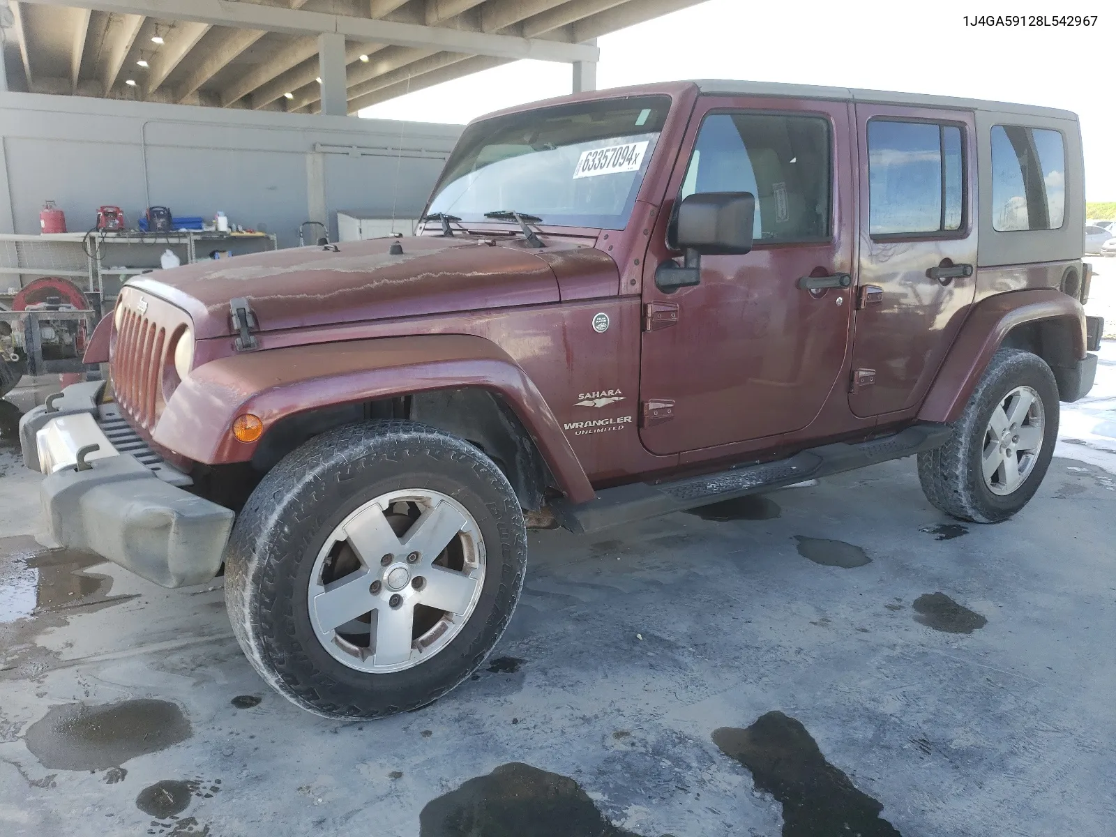 2008 Jeep Wrangler Unlimited Sahara VIN: 1J4GA59128L542967 Lot: 63357094