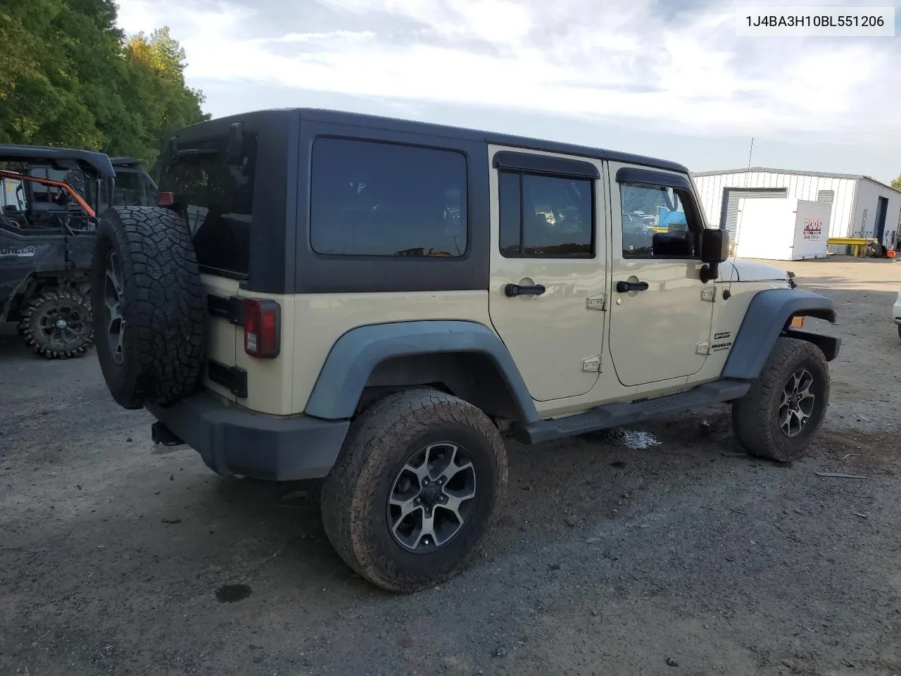 2011 Jeep Wrangler Unlimited Sport VIN: 1J4BA3H10BL551206 Lot: 68900734