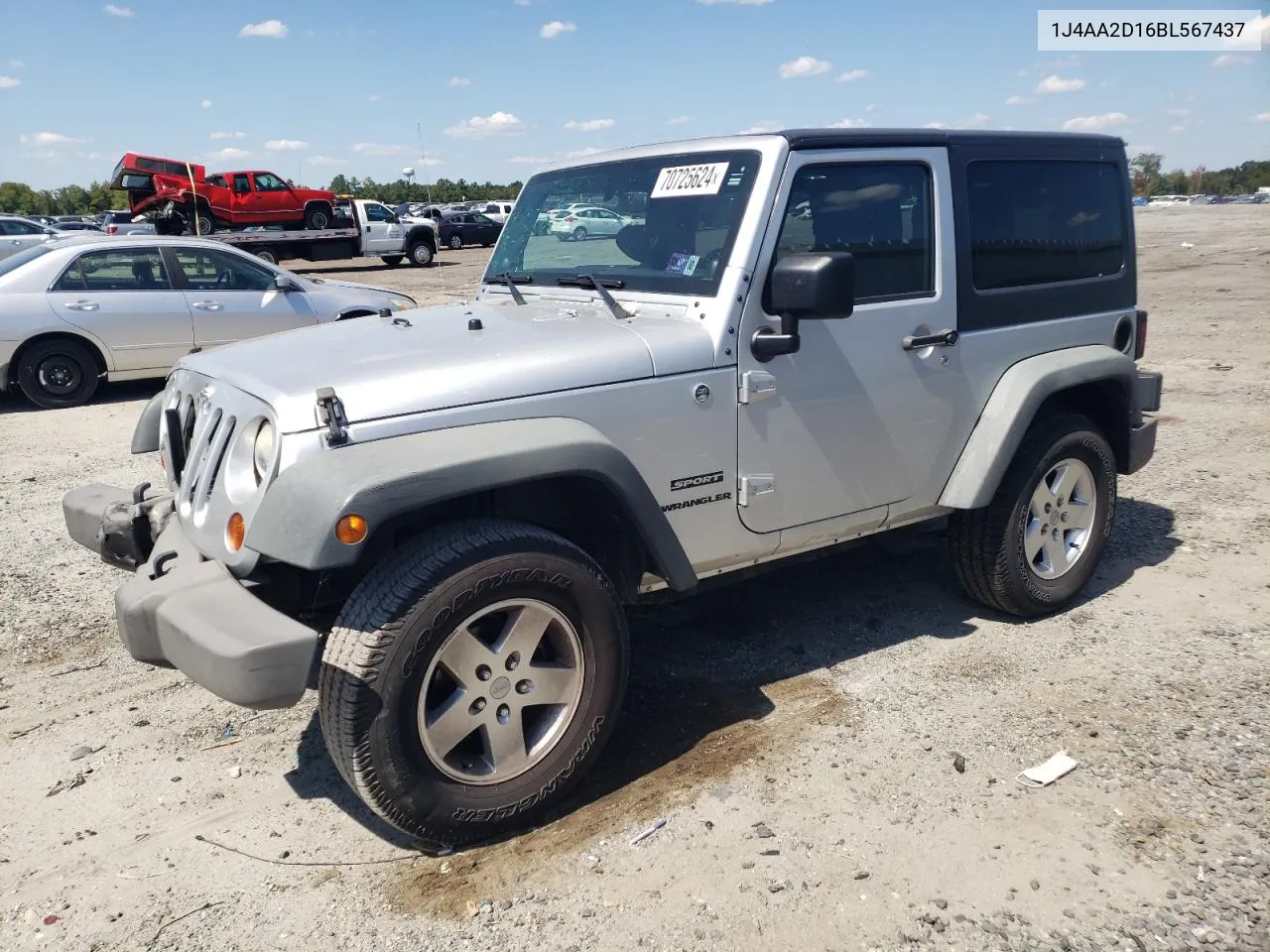 2011 Jeep Wrangler Sport VIN: 1J4AA2D16BL567437 Lot: 70725624