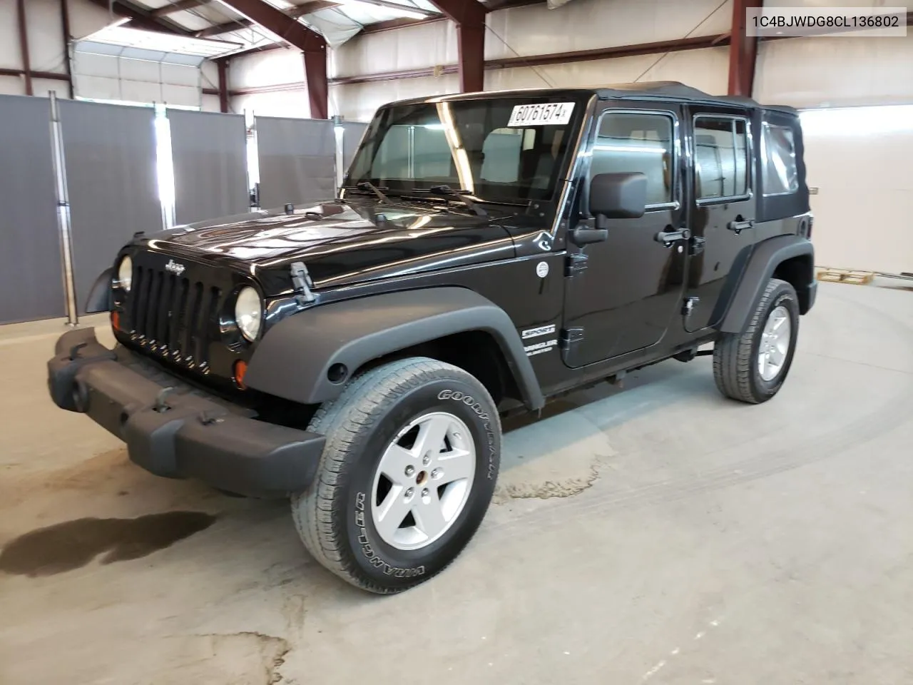 2012 Jeep Wrangler Unlimited Sport VIN: 1C4BJWDG8CL136802 Lot: 60761574