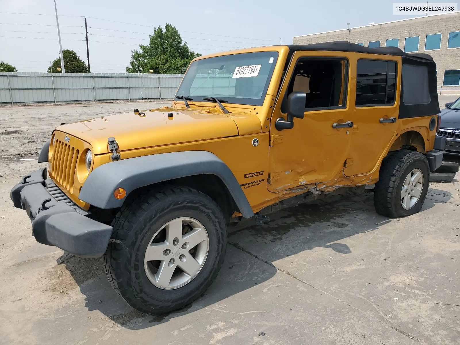 2014 Jeep Wrangler Unlimited Sport VIN: 1C4BJWDG3EL247938 Lot: 64027194