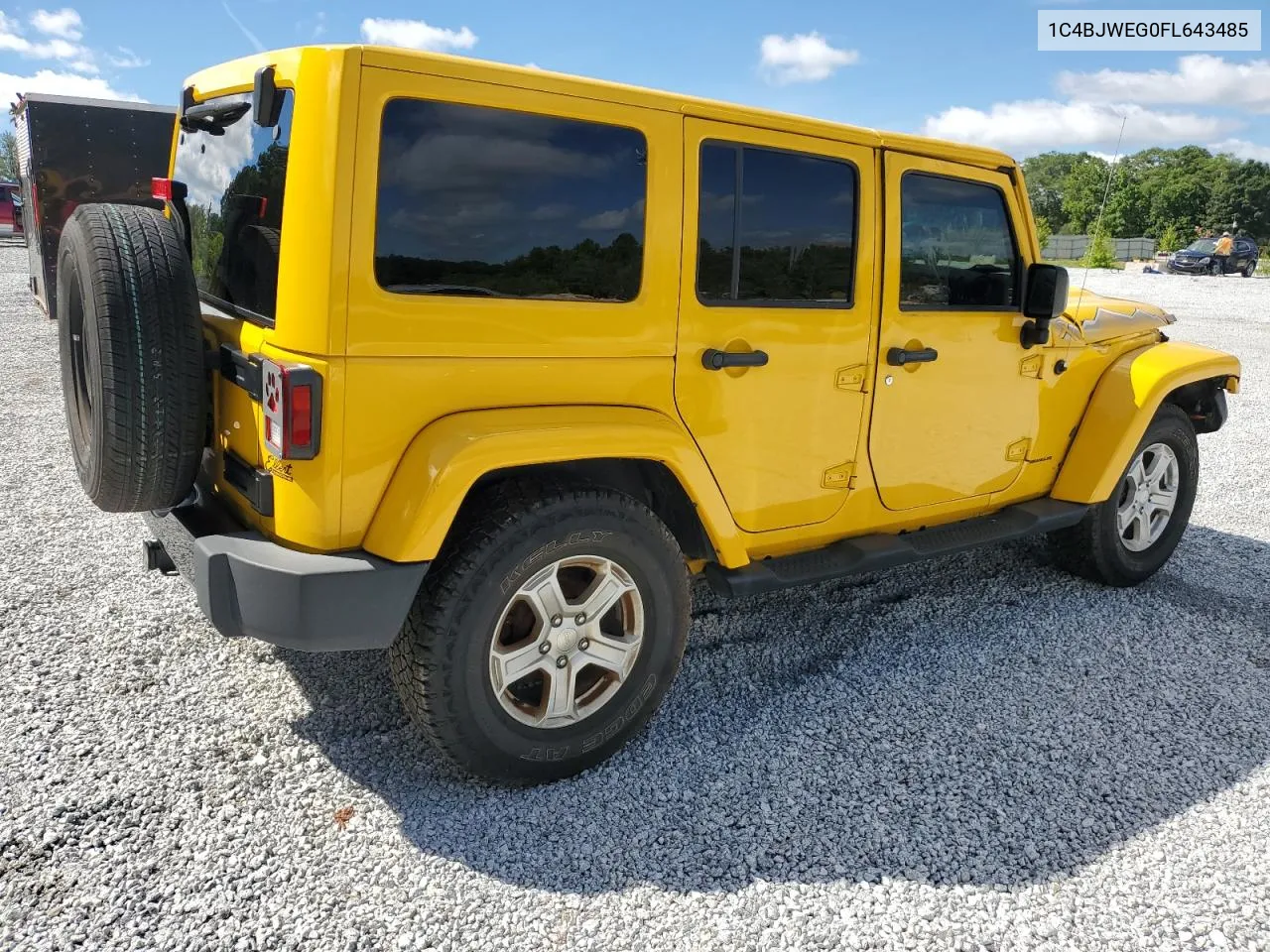 2015 Jeep Wrangler Unlimited Sahara VIN: 1C4BJWEG0FL643485 Lot: 60833864