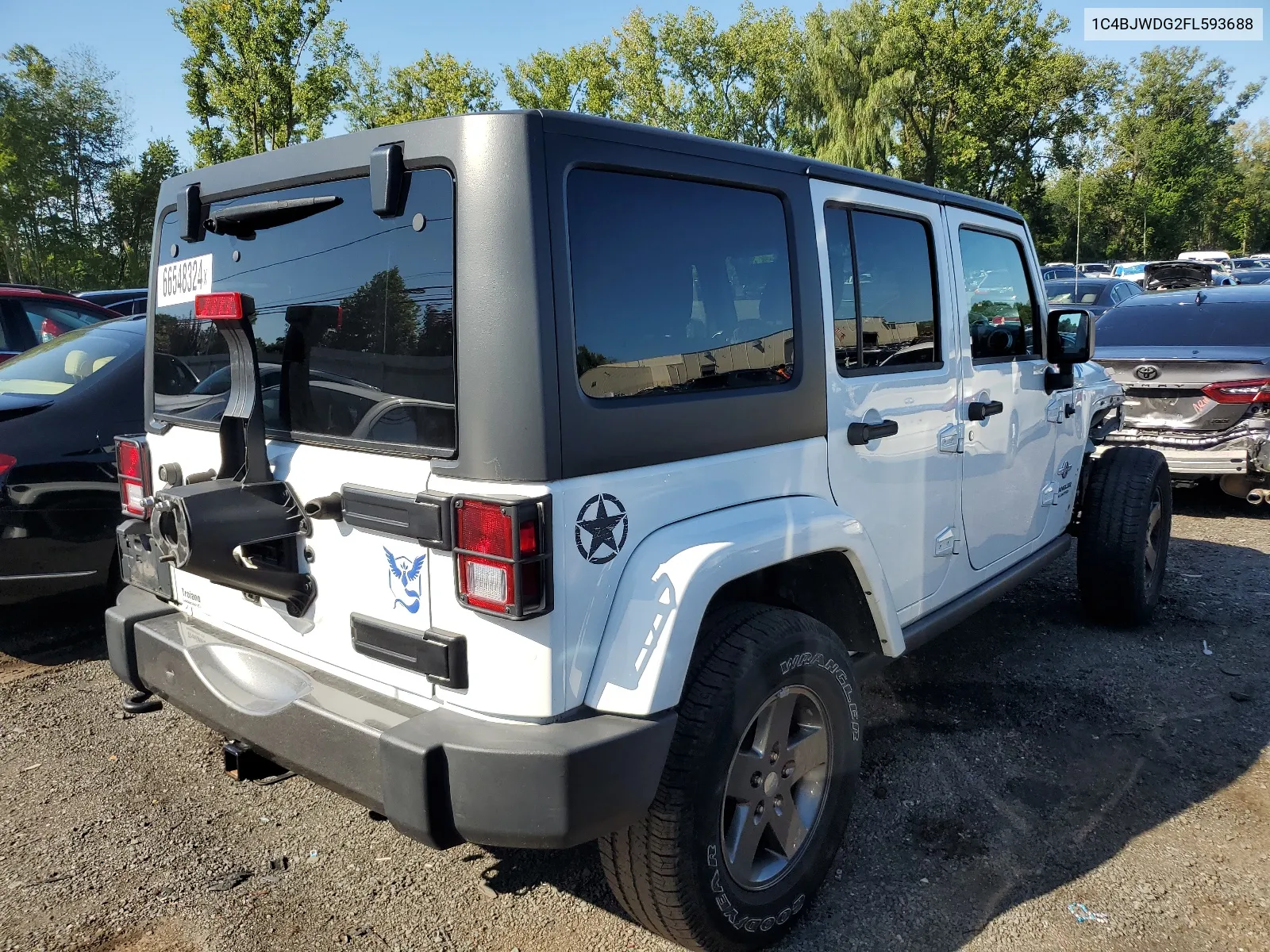 2015 Jeep Wrangler Unlimited Sport VIN: 1C4BJWDG2FL593688 Lot: 66548324