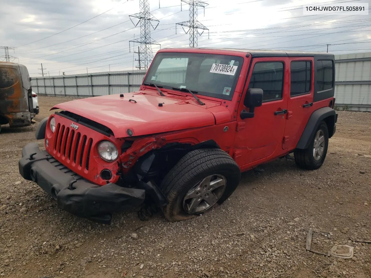 2015 Jeep Wrangler Unlimited Sport VIN: 1C4HJWDG7FL505891 Lot: 70138924