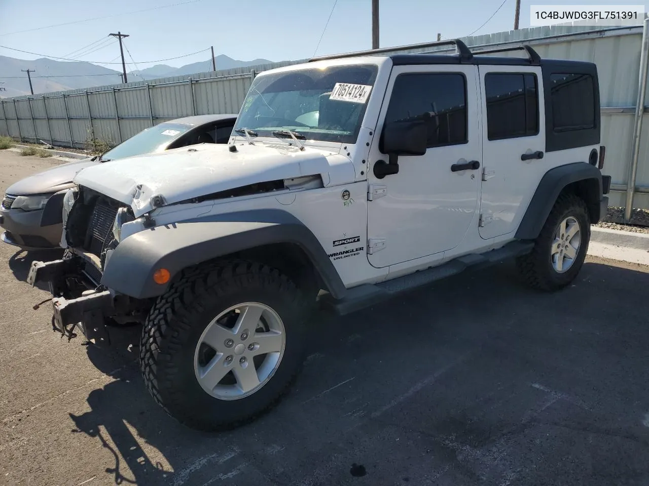 2015 Jeep Wrangler Unlimited Sport VIN: 1C4BJWDG3FL751391 Lot: 70514124