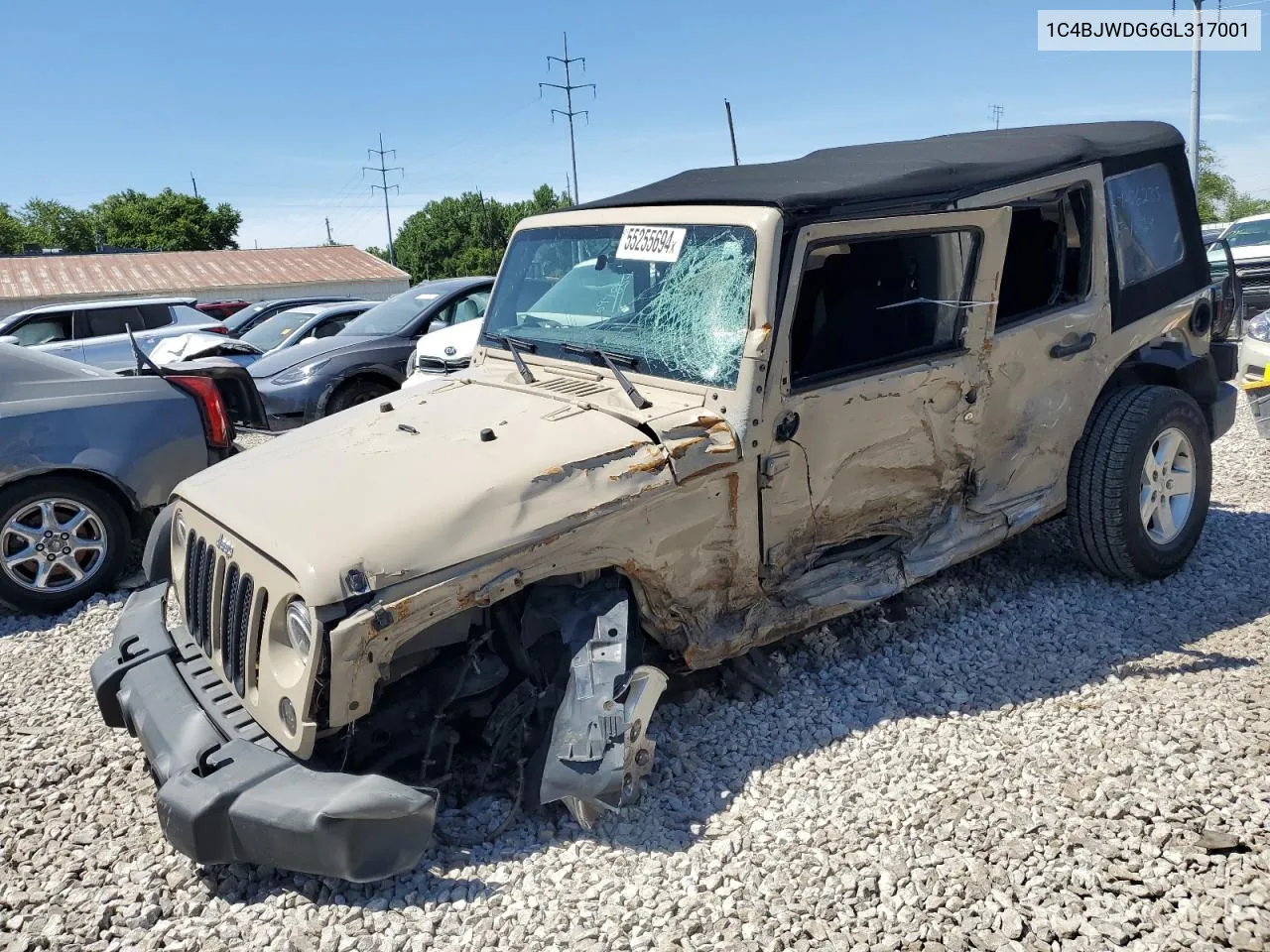 2016 Jeep Wrangler Unlimited Sport VIN: 1C4BJWDG6GL317001 Lot: 55255694