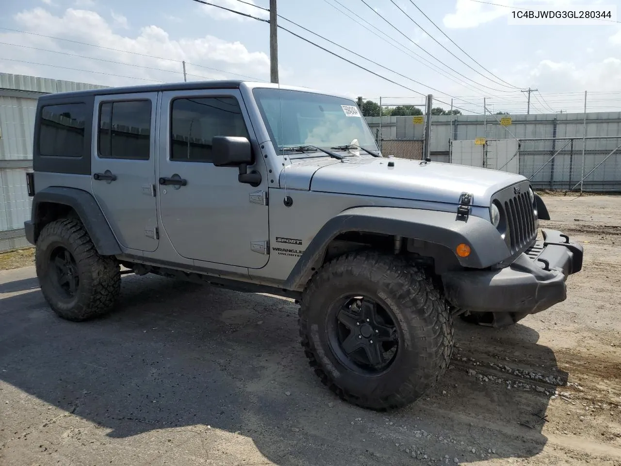 2016 Jeep Wrangler Unlimited Sport VIN: 1C4BJWDG3GL280344 Lot: 55942434