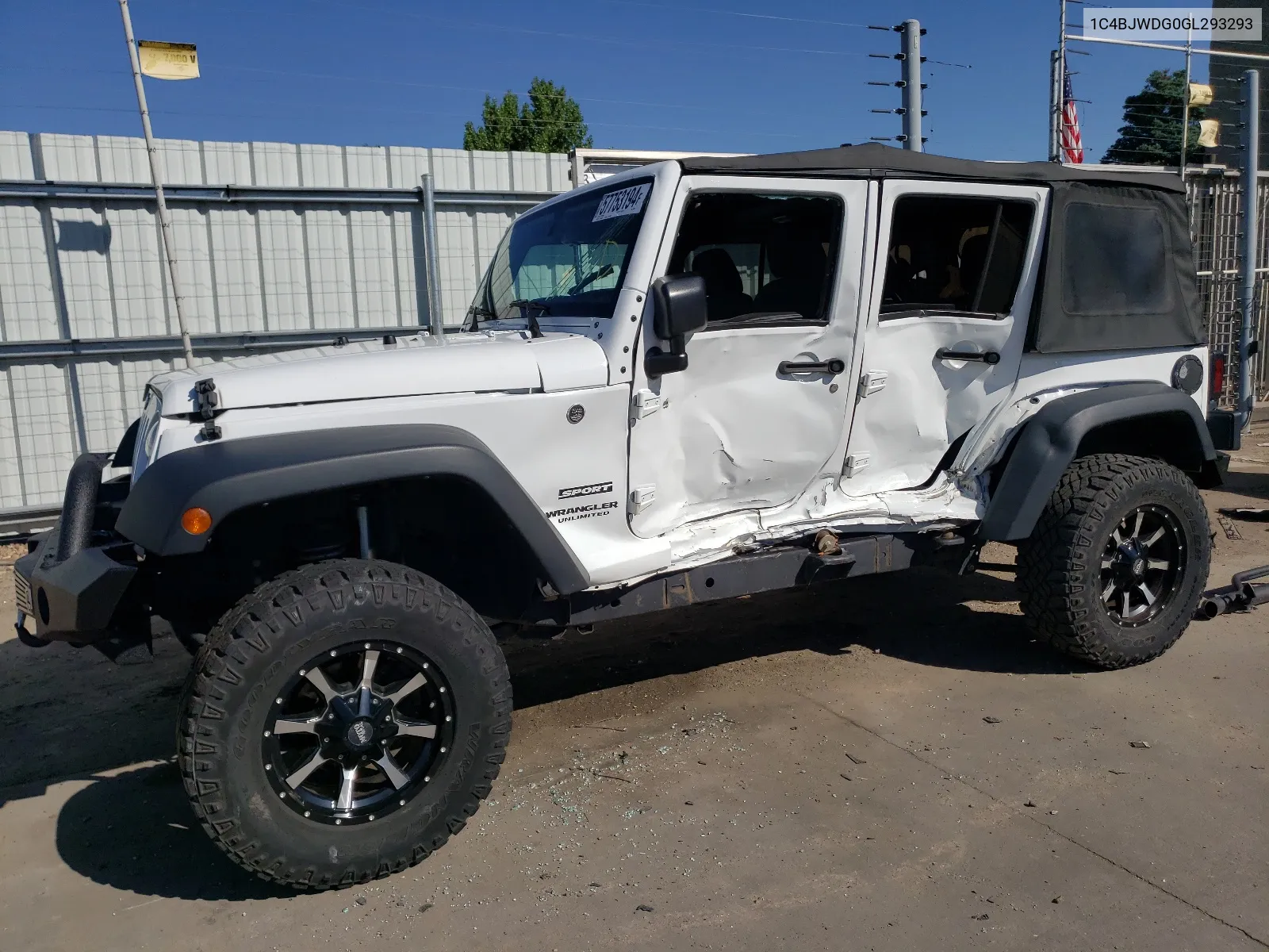 2016 Jeep Wrangler Unlimited Sport VIN: 1C4BJWDG0GL293293 Lot: 57753194