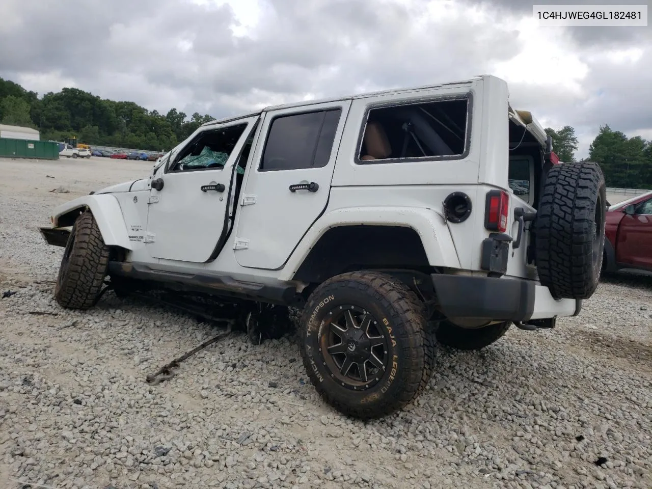 2016 Jeep Wrangler Unlimited Sahara VIN: 1C4HJWEG4GL182481 Lot: 59927394