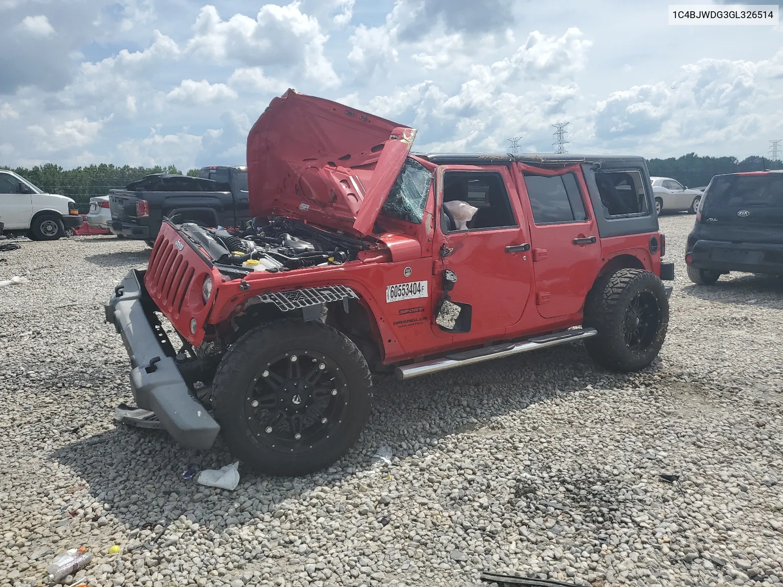 2016 Jeep Wrangler Unlimited Sport VIN: 1C4BJWDG3GL326514 Lot: 60553404