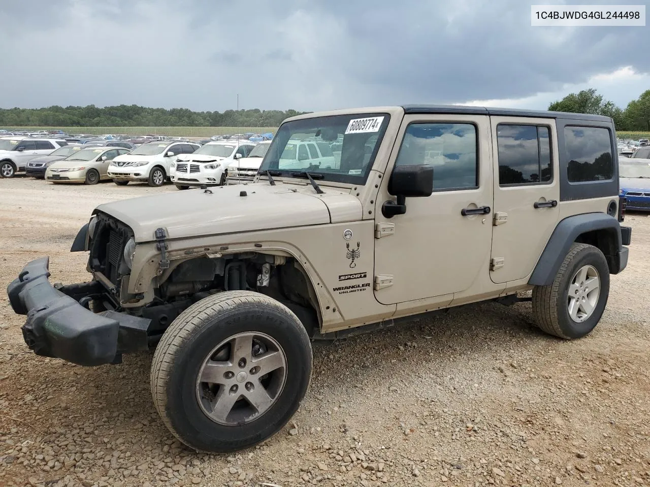 2016 Jeep Wrangler Unlimited Sport VIN: 1C4BJWDG4GL244498 Lot: 60809774