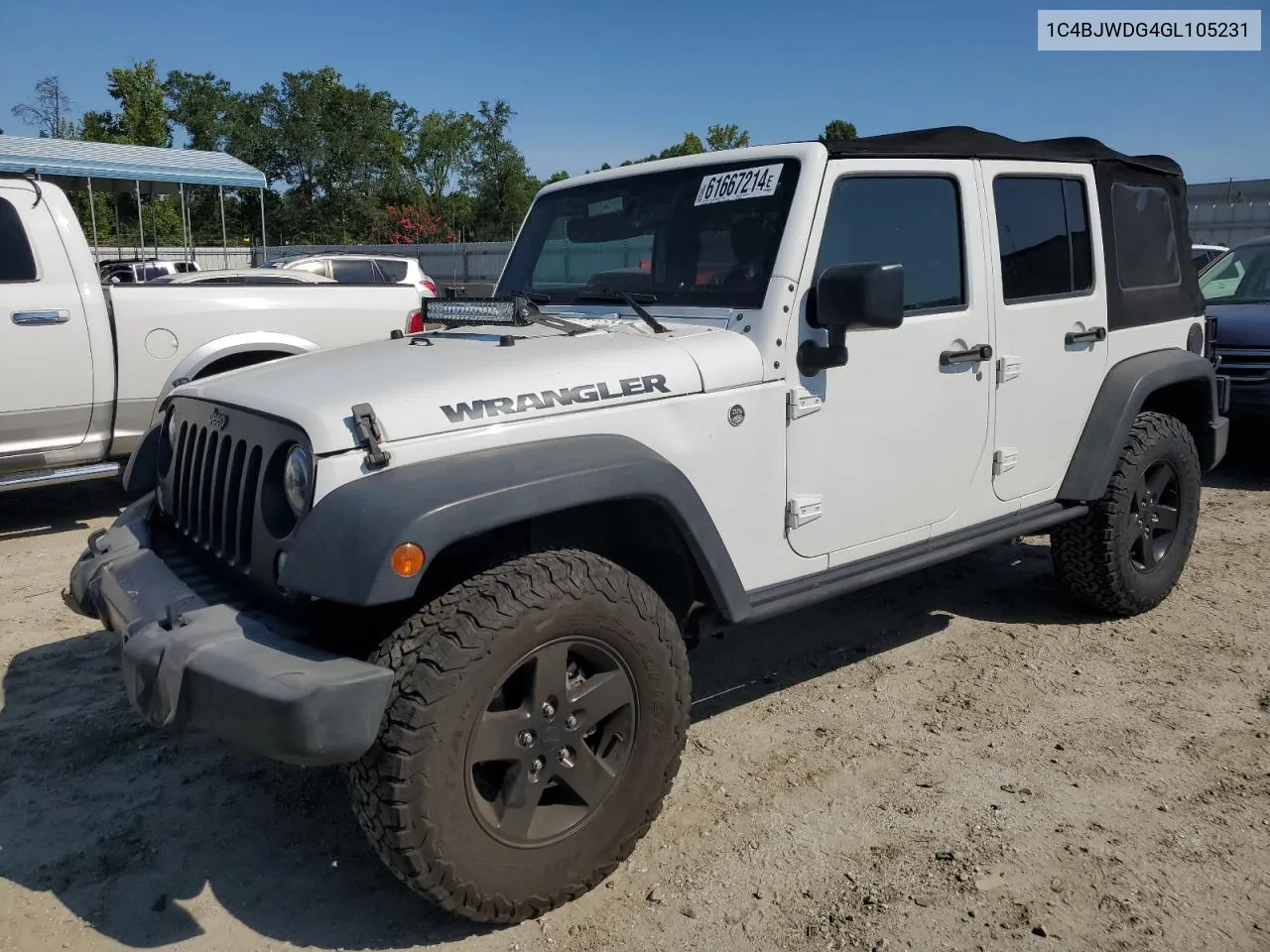 2016 Jeep Wrangler Unlimited Sport VIN: 1C4BJWDG4GL105231 Lot: 61667214