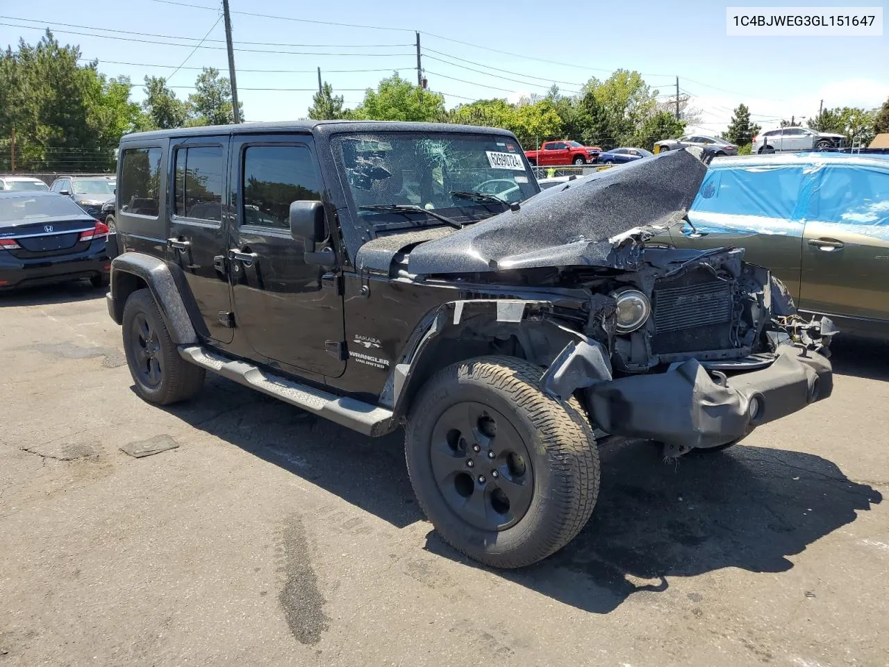 2016 Jeep Wrangler Unlimited Sahara VIN: 1C4BJWEG3GL151647 Lot: 62690724