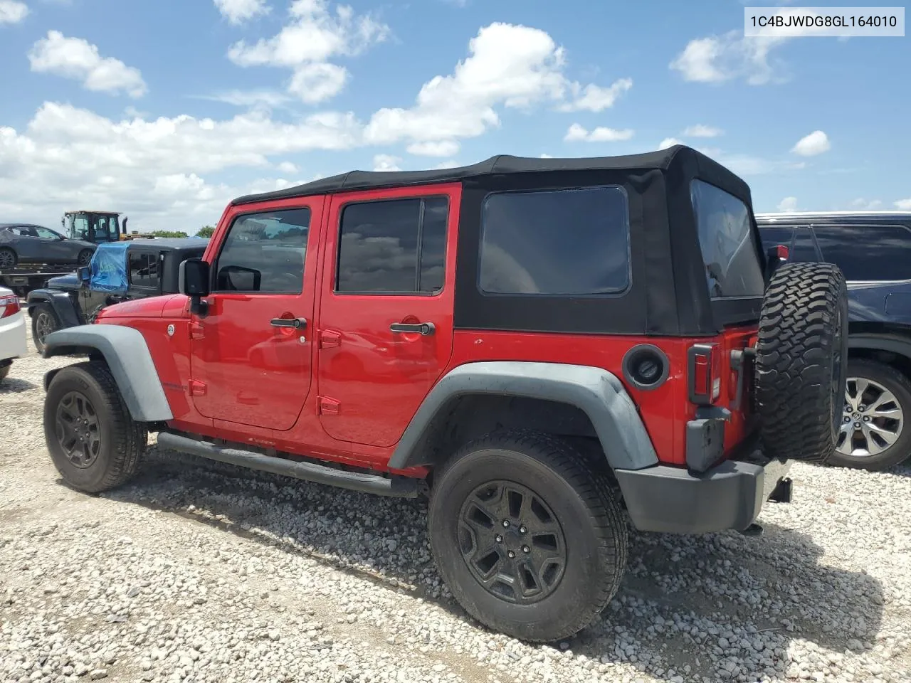 2016 Jeep Wrangler Unlimited Sport VIN: 1C4BJWDG8GL164010 Lot: 63228944