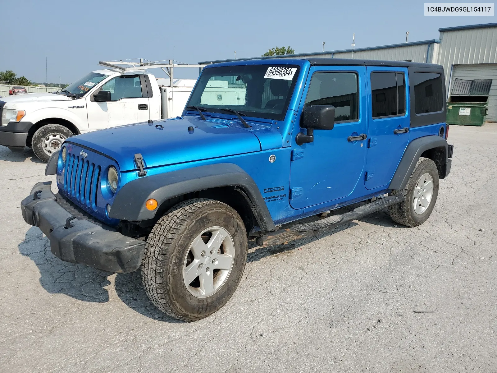 2016 Jeep Wrangler Unlimited Sport VIN: 1C4BJWDG9GL154117 Lot: 64998384