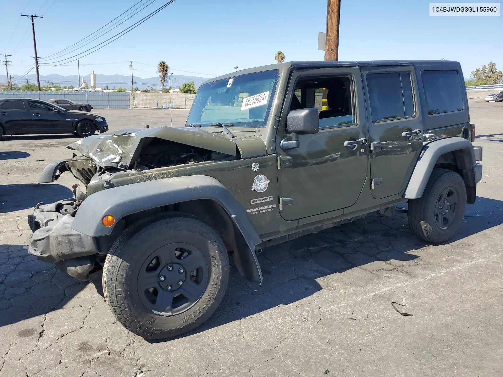 2016 Jeep Wrangler Unlimited Sport VIN: 1C4BJWDG3GL155960 Lot: 68256624