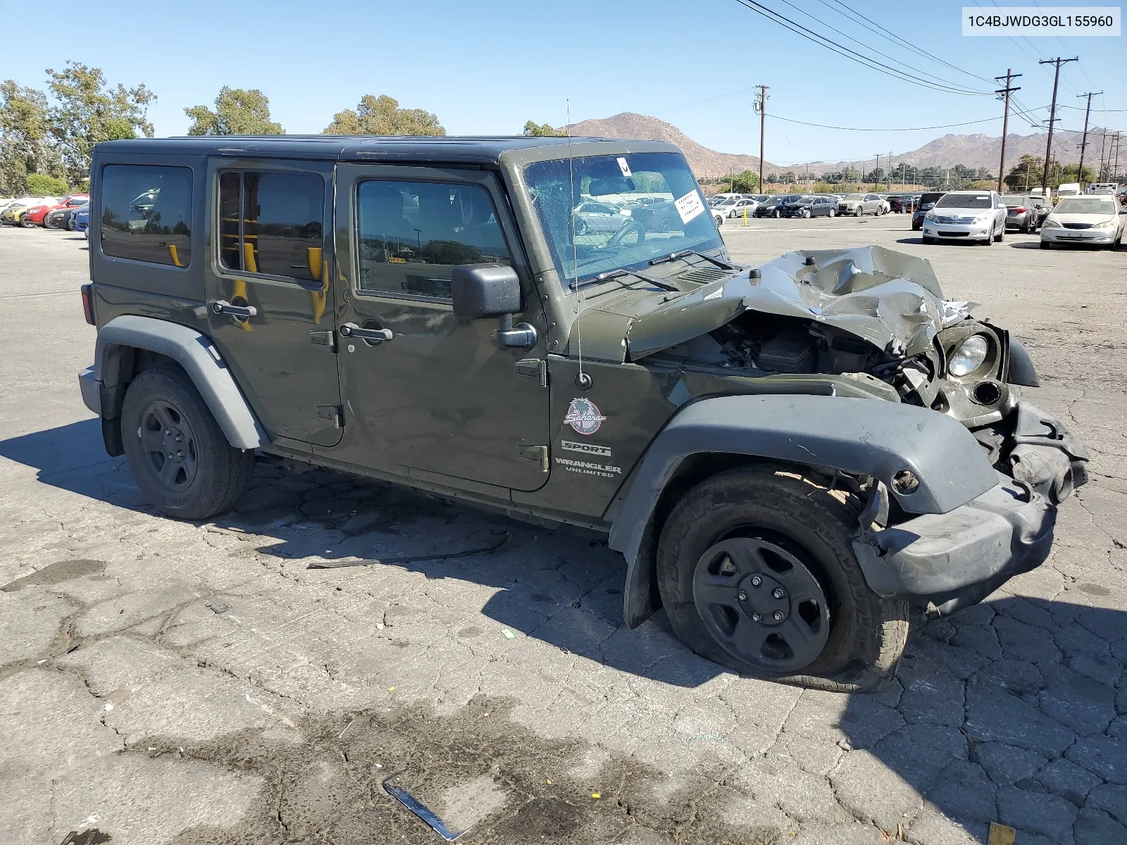 2016 Jeep Wrangler Unlimited Sport VIN: 1C4BJWDG3GL155960 Lot: 68256624