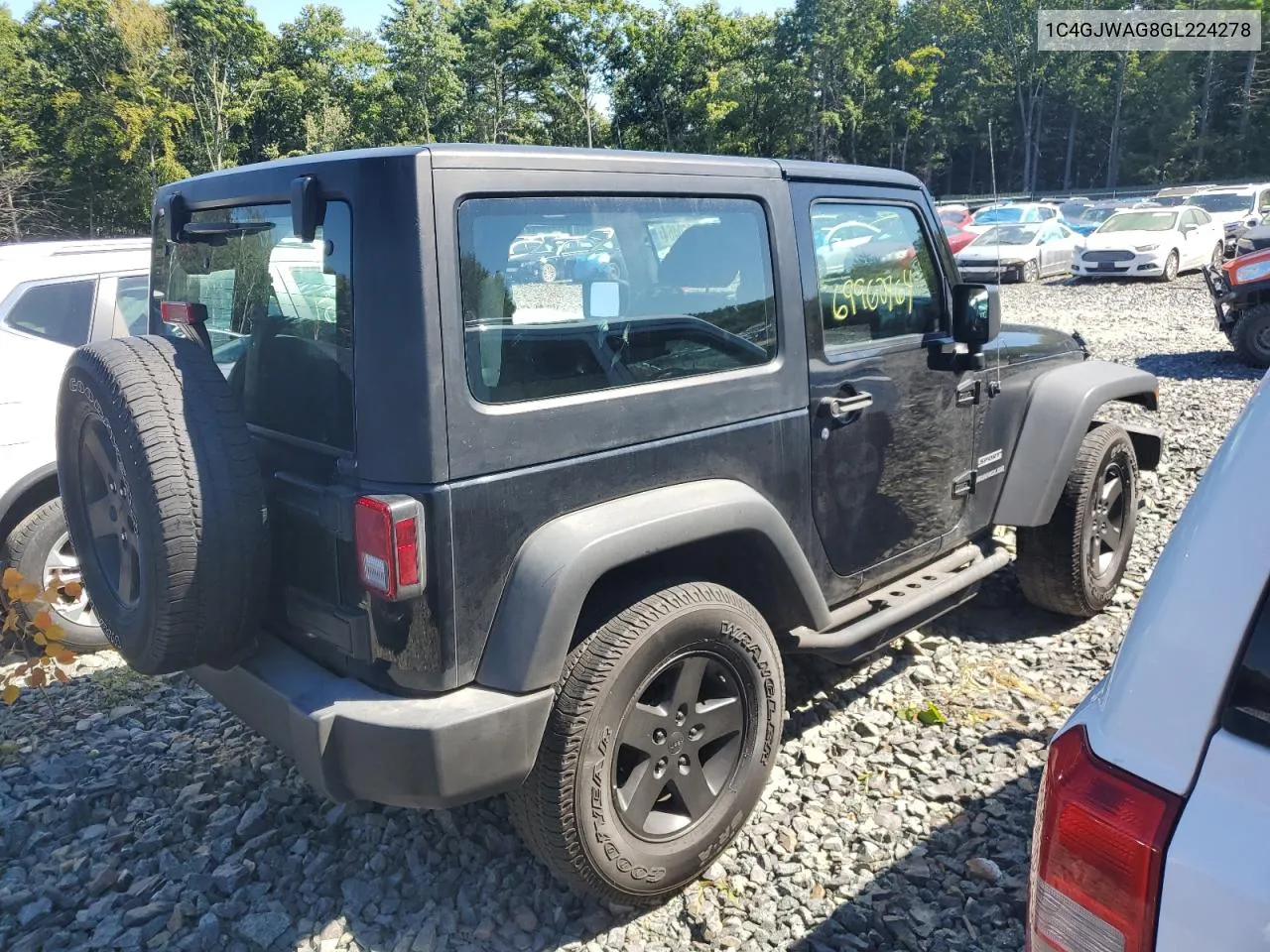 2016 Jeep Wrangler Sport VIN: 1C4GJWAG8GL224278 Lot: 69960464