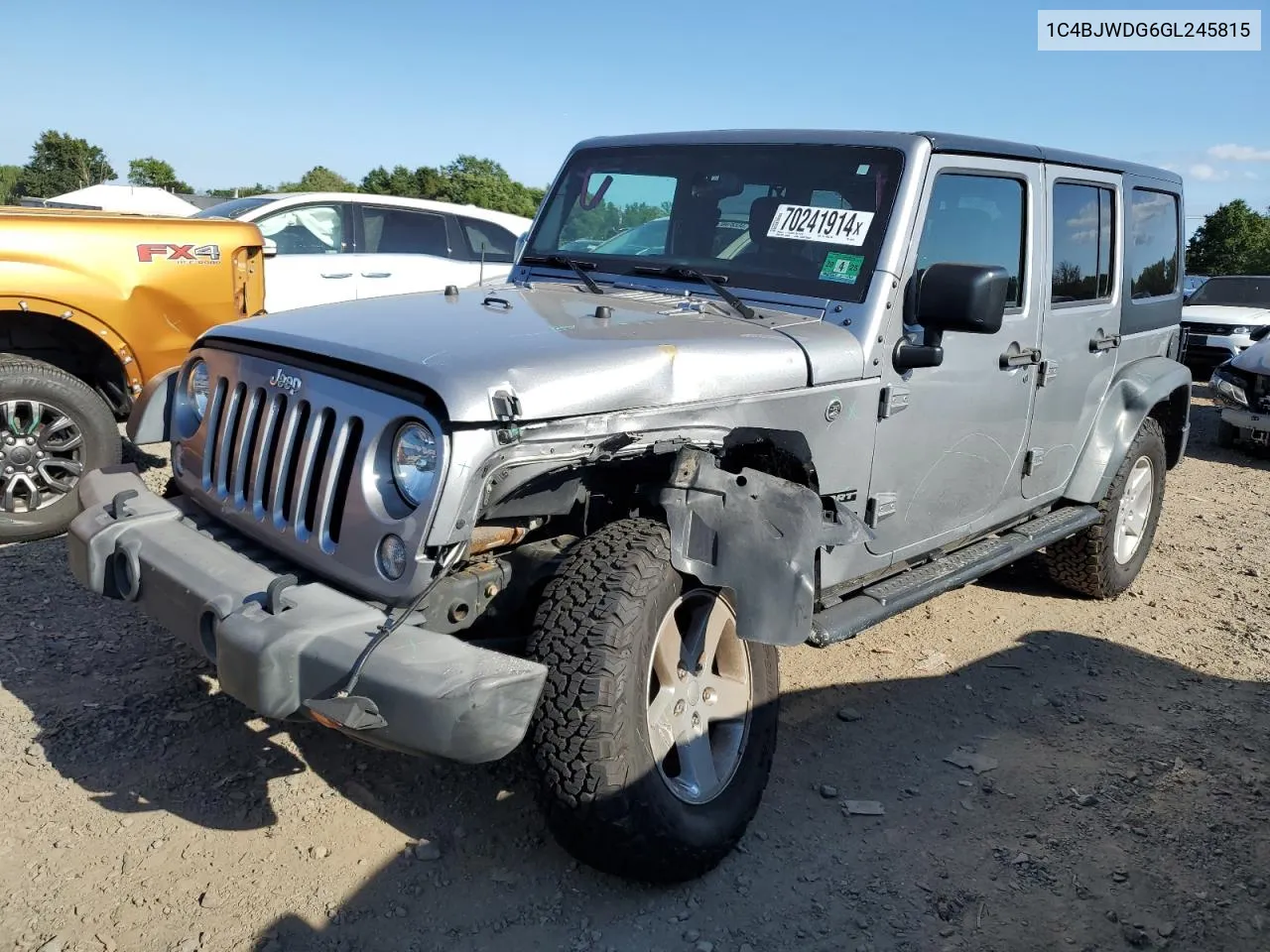 2016 Jeep Wrangler Unlimited Sport VIN: 1C4BJWDG6GL245815 Lot: 70241914