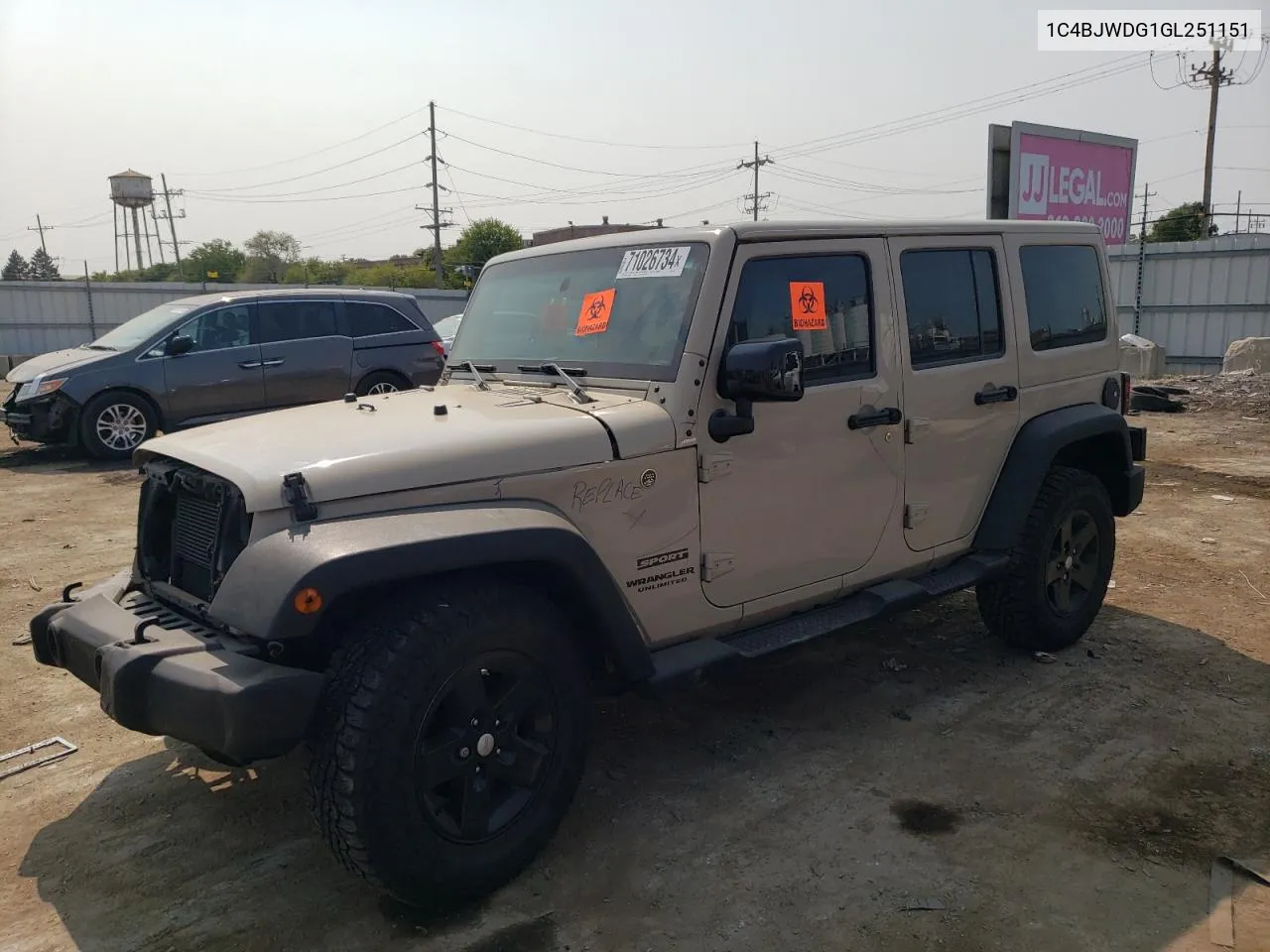 1C4BJWDG1GL251151 2016 Jeep Wrangler Unlimited Sport