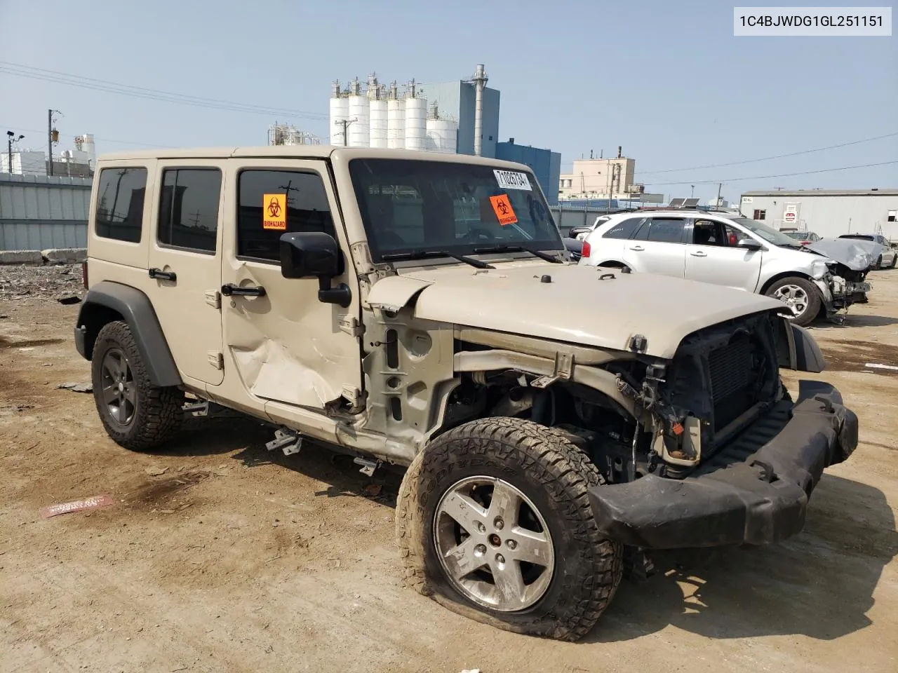 2016 Jeep Wrangler Unlimited Sport VIN: 1C4BJWDG1GL251151 Lot: 71026734