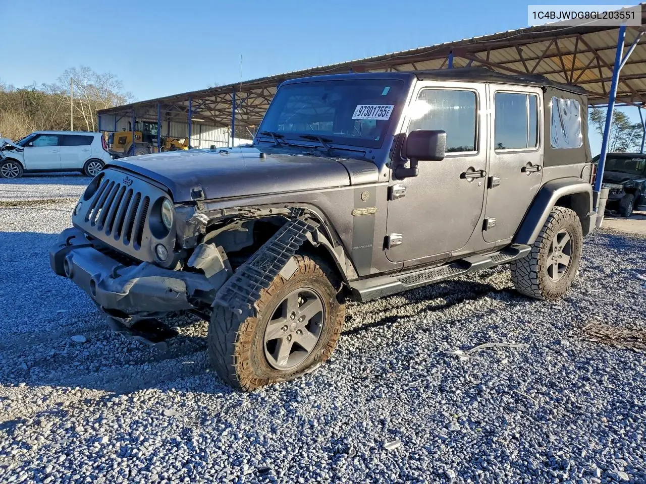 1C4BJWDG8GL203551 2016 Jeep Wrangler Unlimited Sport