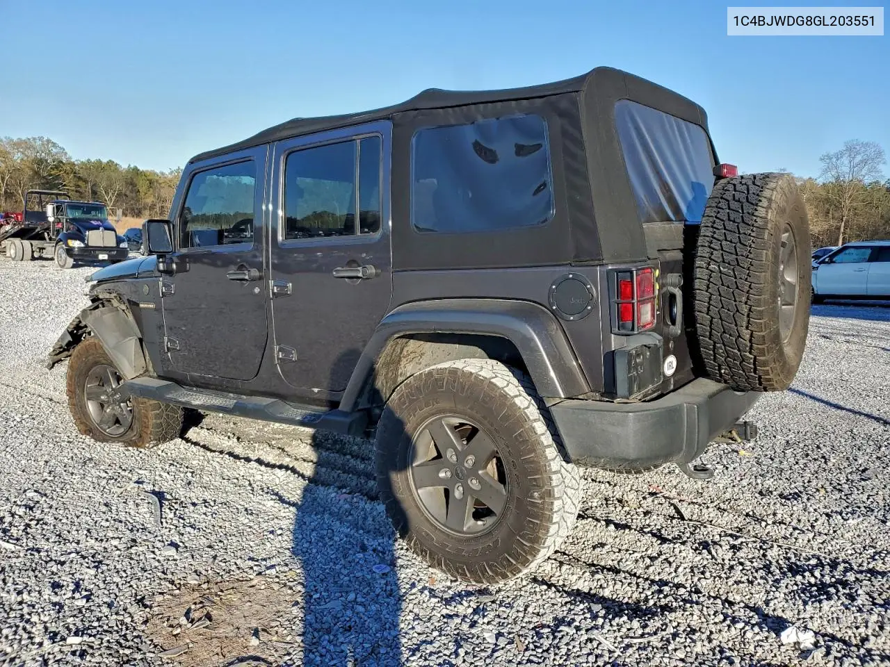 1C4BJWDG8GL203551 2016 Jeep Wrangler Unlimited Sport