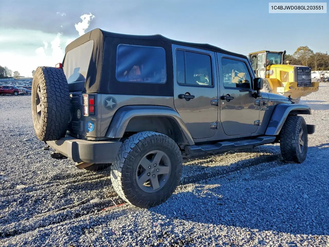 1C4BJWDG8GL203551 2016 Jeep Wrangler Unlimited Sport